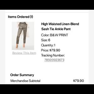 High Waist Sash Tie Ankle Pant, Linen, Size 6